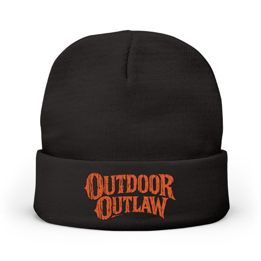 Outdoor Outlaw Embroidered Knit Beanie — Warm Outdoor Winter Cap