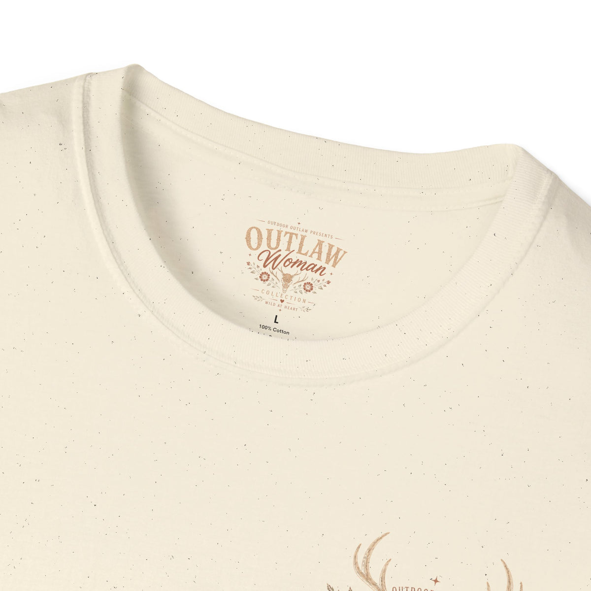 Outlaw Woman T-Shirt — Western Skull & Antlers Graphic Tee