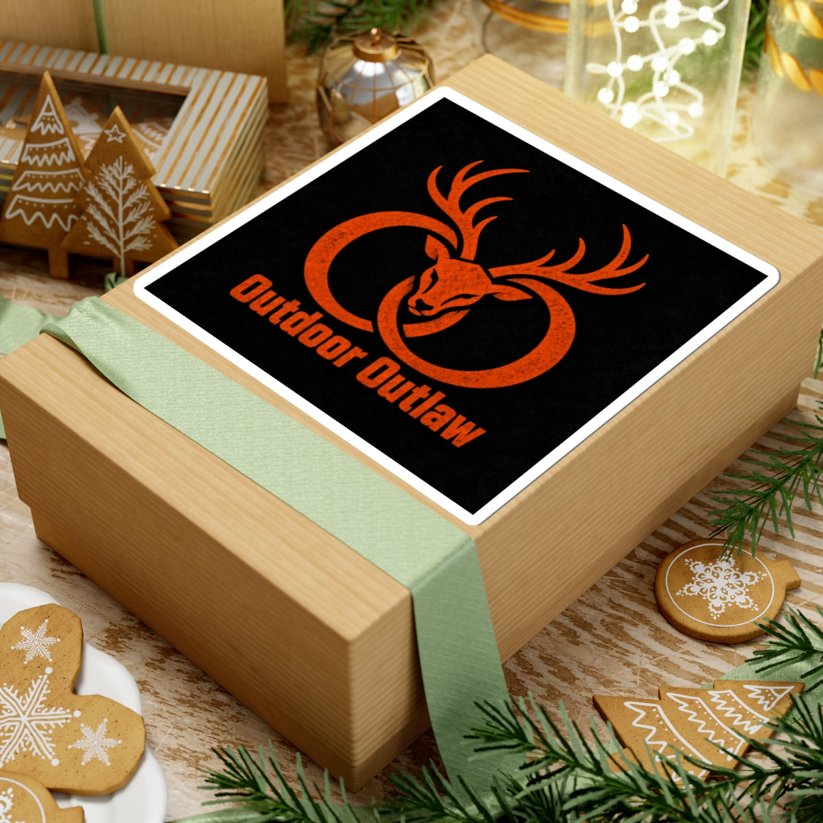 Outdoor Outlaw Deer Logo Sticker — Kiss-Cut Vinyl Decal for Laptops & Gear