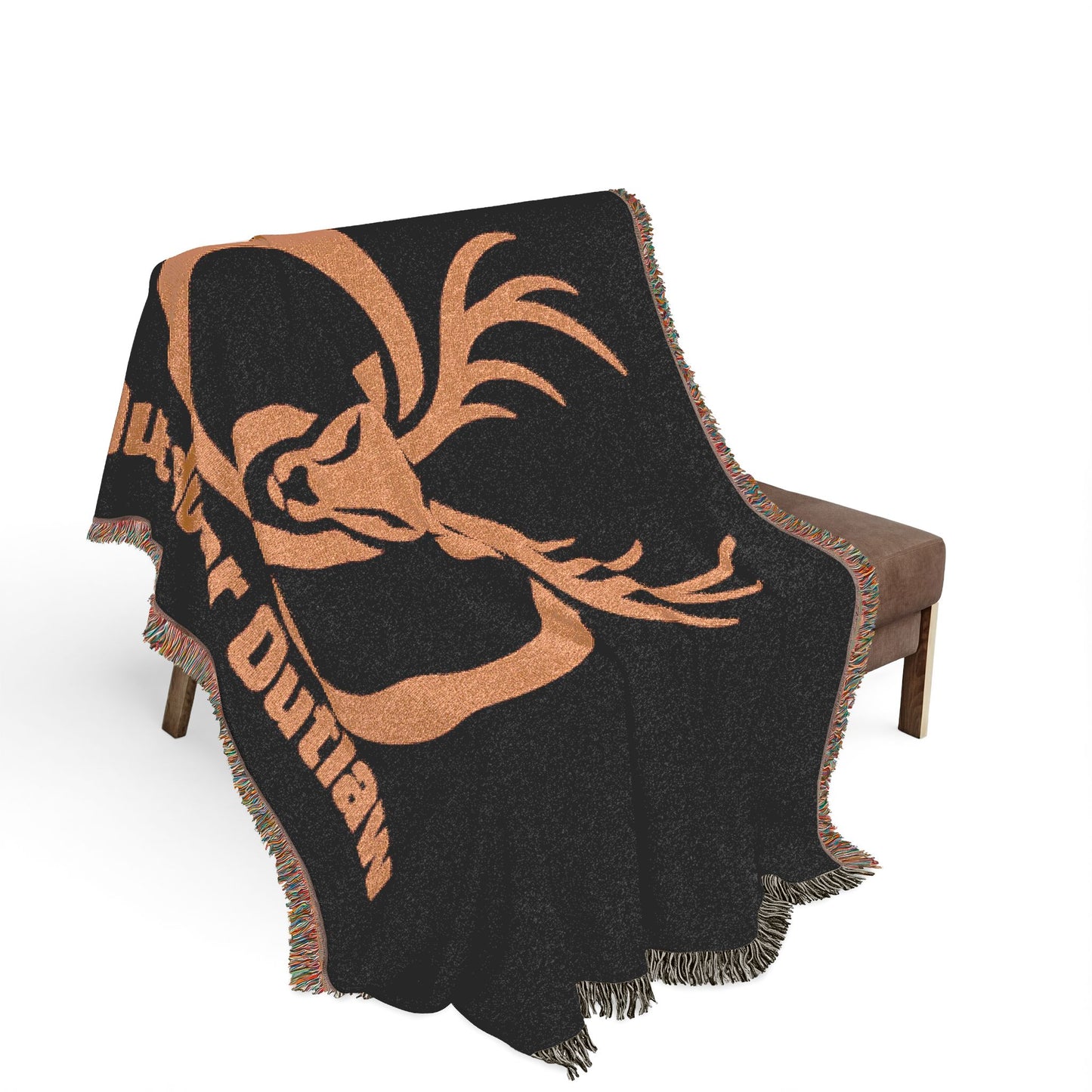 Outdoor Outlaw Deer Woven Blanket — Rustic Hunting Throw for Cabin, Campfire & Gift