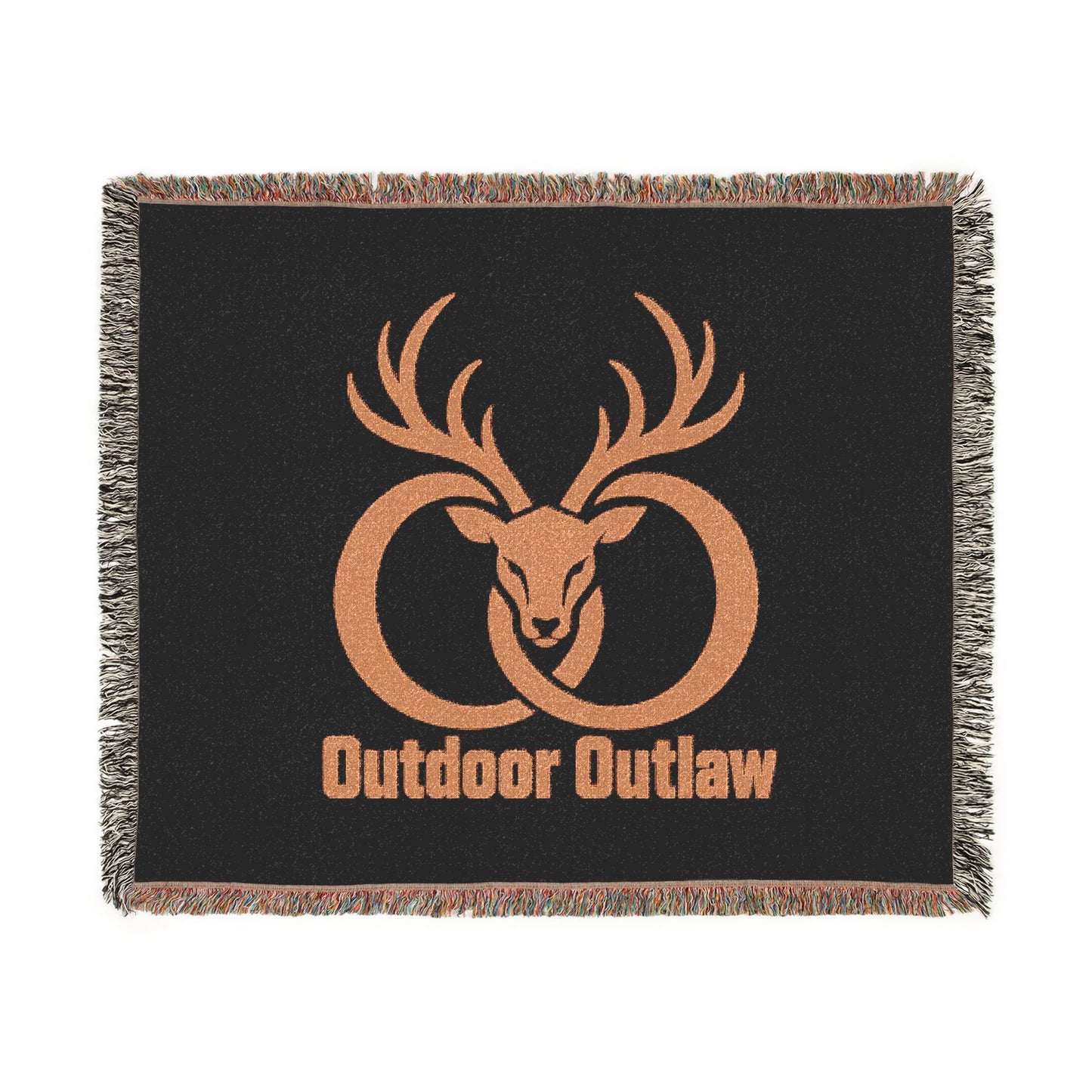 Outdoor Outlaw Deer Woven Blanket — Rustic Hunting Throw for Cabin, Campfire & Gift