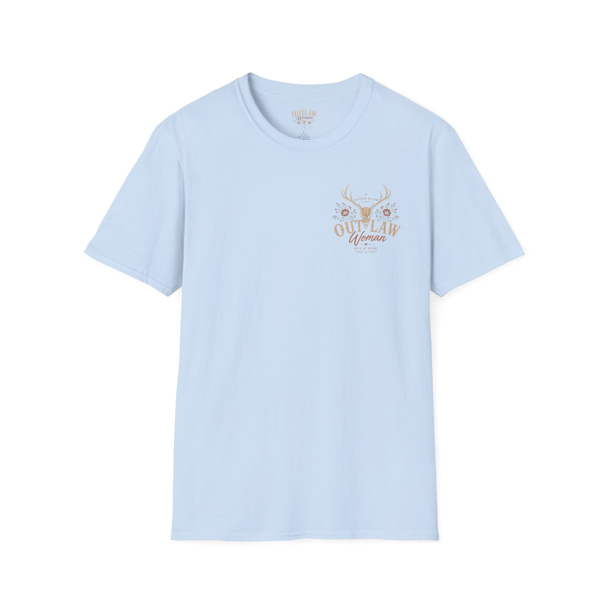 Outlaw Woman T-Shirt — Western Skull & Antlers Graphic Tee