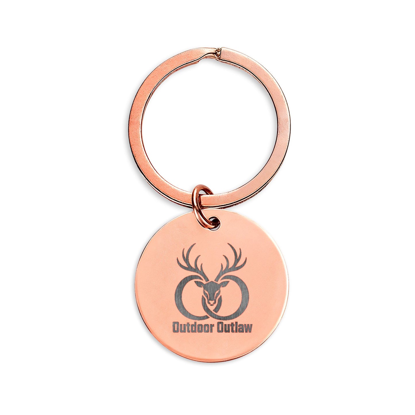 Engraved Stainless Steel Round Keychain – Personalized Outdoor Outlaw Design