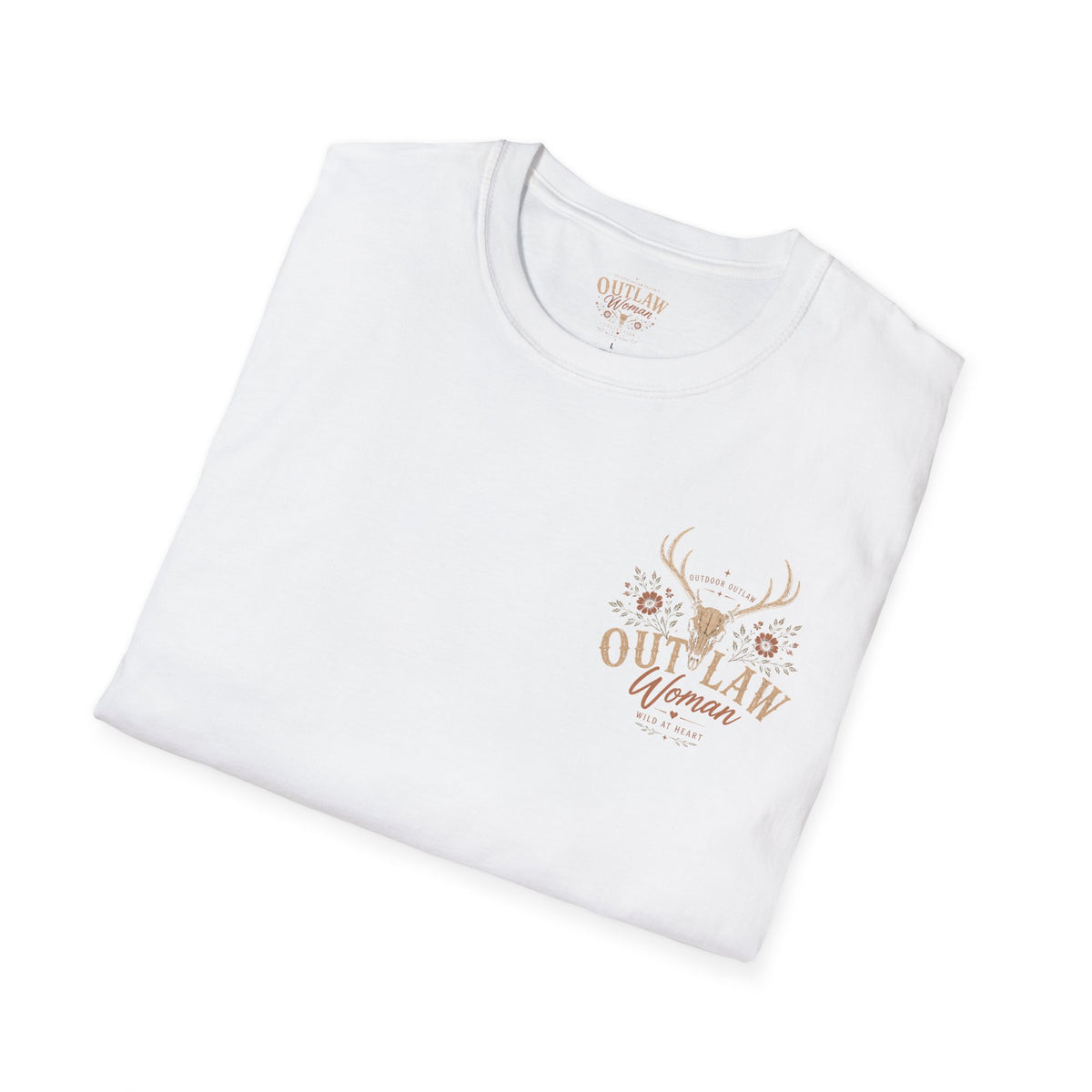 Outlaw Woman T-Shirt — Western Skull & Antlers Graphic Tee