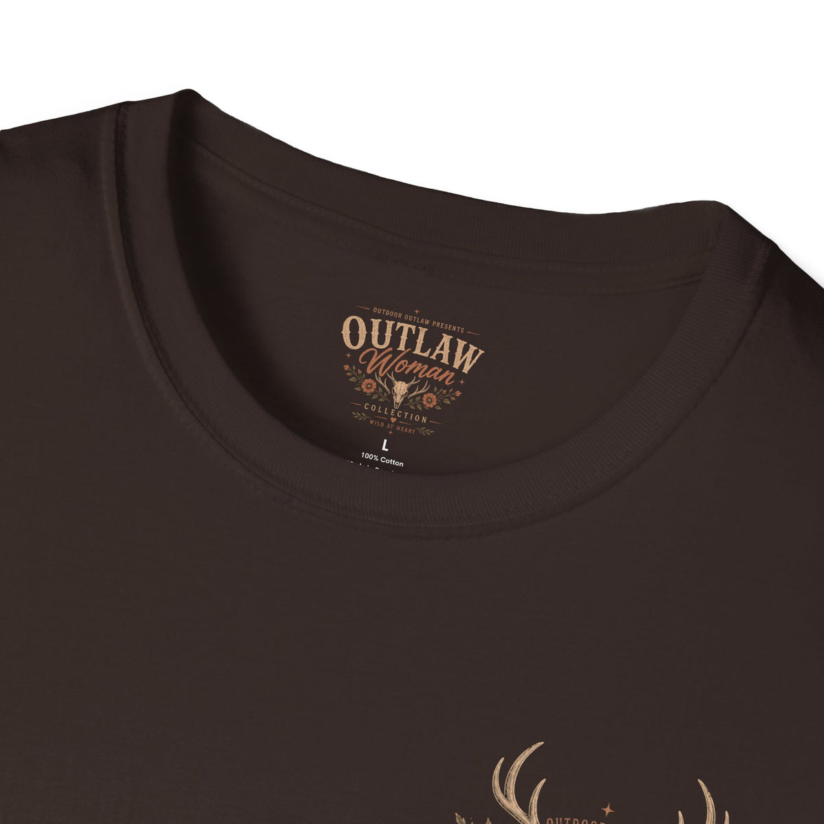 Outlaw Woman T-Shirt — Western Skull & Antlers Graphic Tee