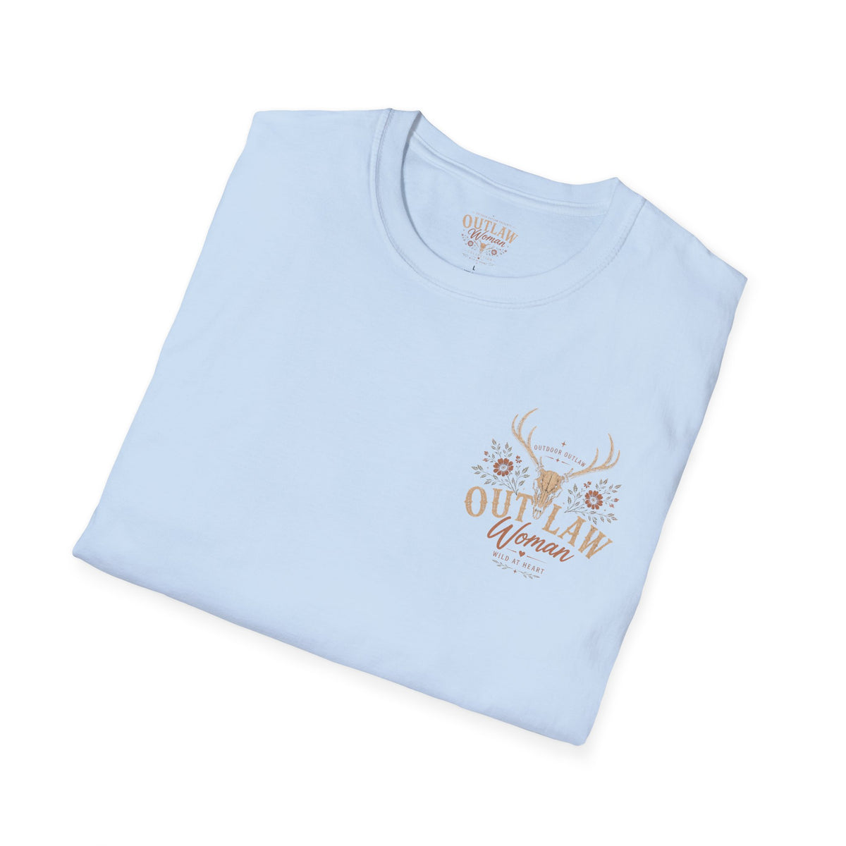 Outlaw Woman T-Shirt — Western Skull & Antlers Graphic Tee