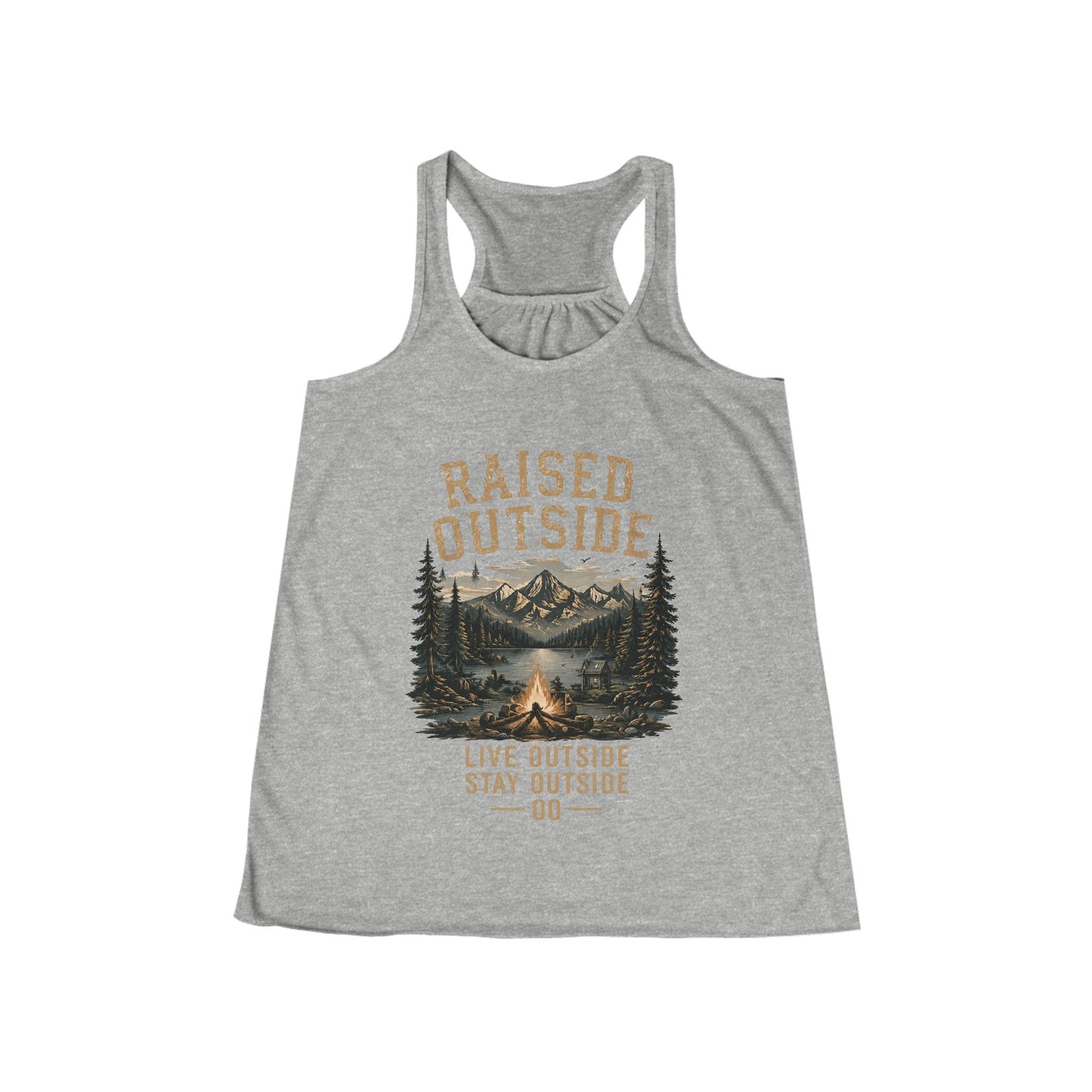Raised Outside Racerback Tank — Women's Outdoor Camping Graphic Tank Top