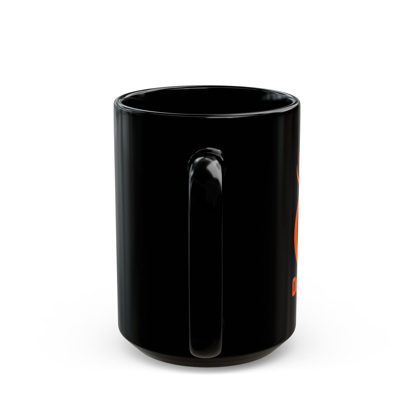 Outlaw Deer Antler Mug — Black Coffee Cup with Orange Buck Logo (11oz, 15oz)