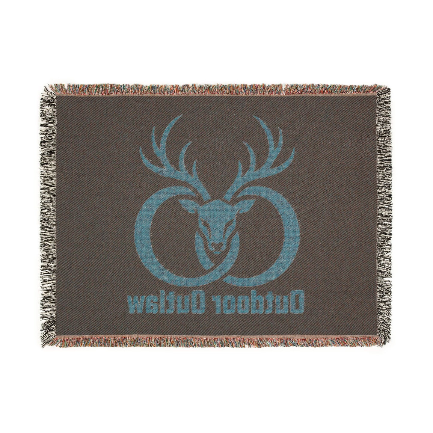 Outdoor Outlaw Deer Woven Blanket — Rustic Hunting Throw for Cabin, Campfire & Gift