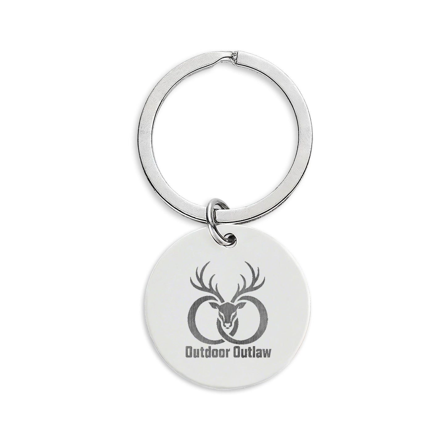 Engraved Stainless Steel Round Keychain – Personalized Outdoor Outlaw Design
