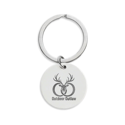 Engraved Stainless Steel Round Keychain – Personalized Outdoor Outlaw Design