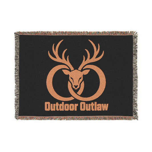 Outdoor Outlaw Deer Woven Blanket — Rustic Hunting Throw for Cabin, Campfire & Gift