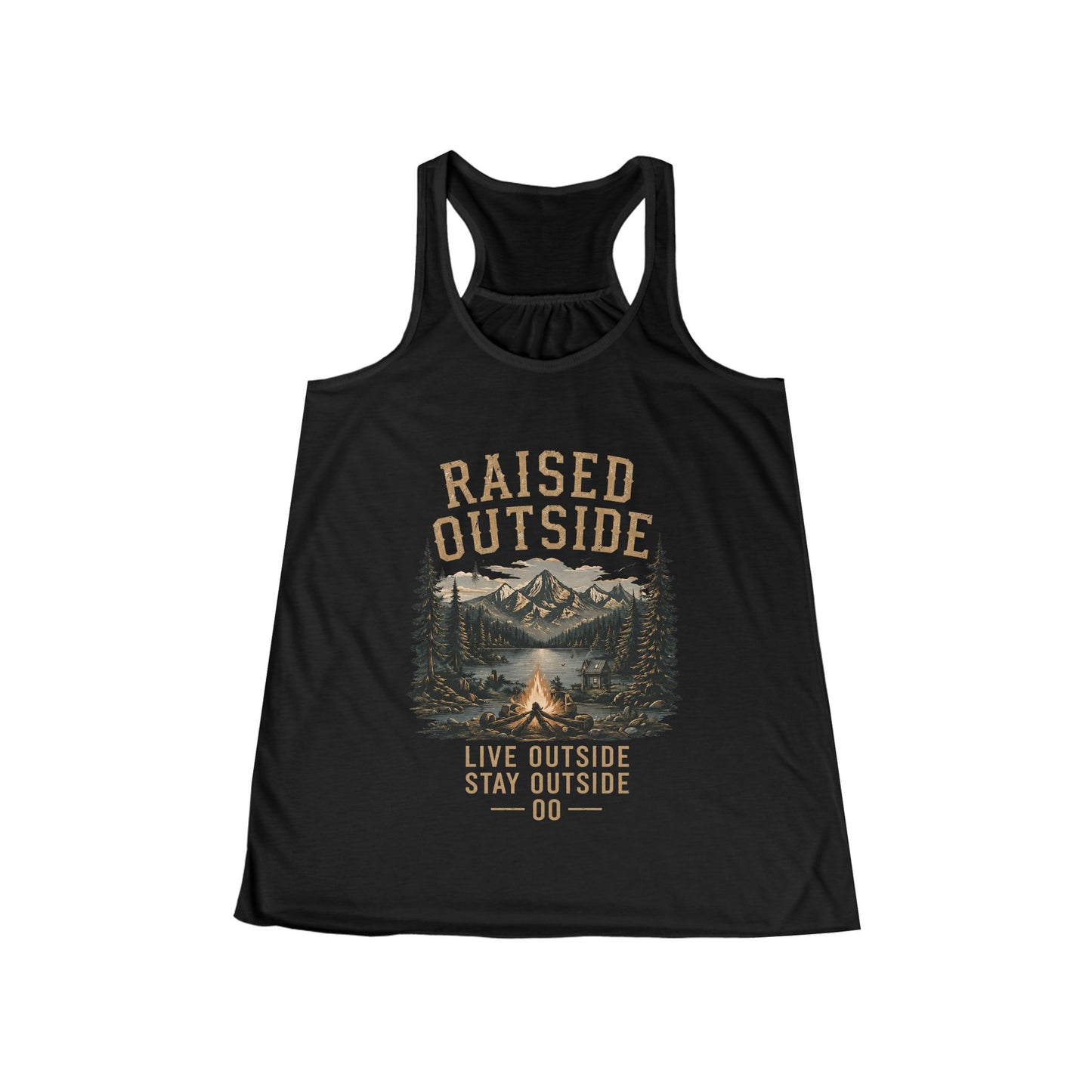 Raised Outside Racerback Tank — Women's Outdoor Camping Graphic Tank Top