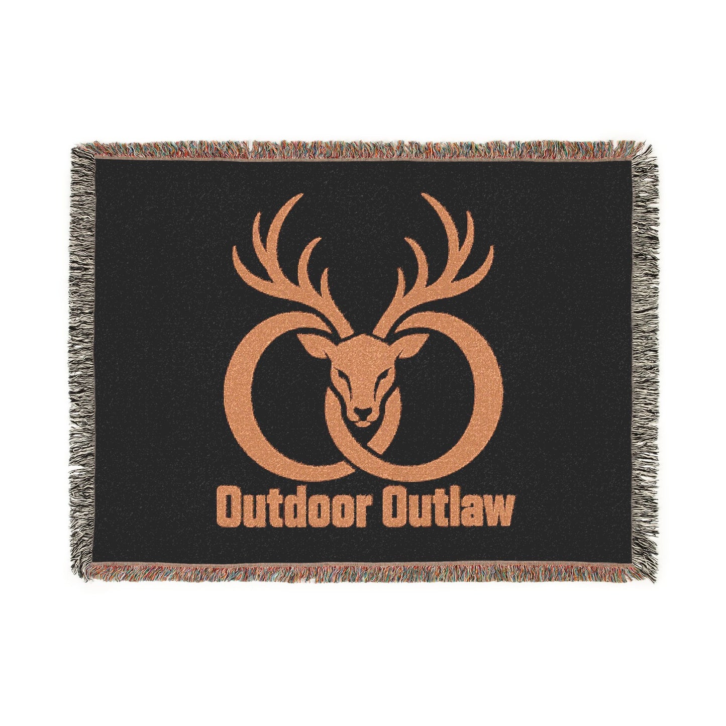 Outdoor Outlaw Deer Woven Blanket — Rustic Hunting Throw for Cabin, Campfire & Gift