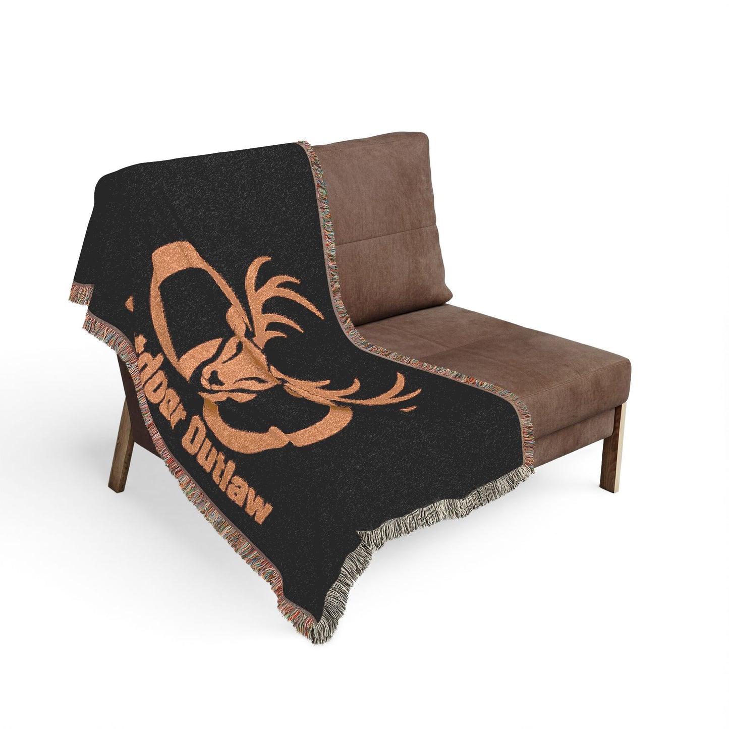 Outdoor Outlaw Deer Woven Blanket — Rustic Hunting Throw for Cabin, Campfire & Gift