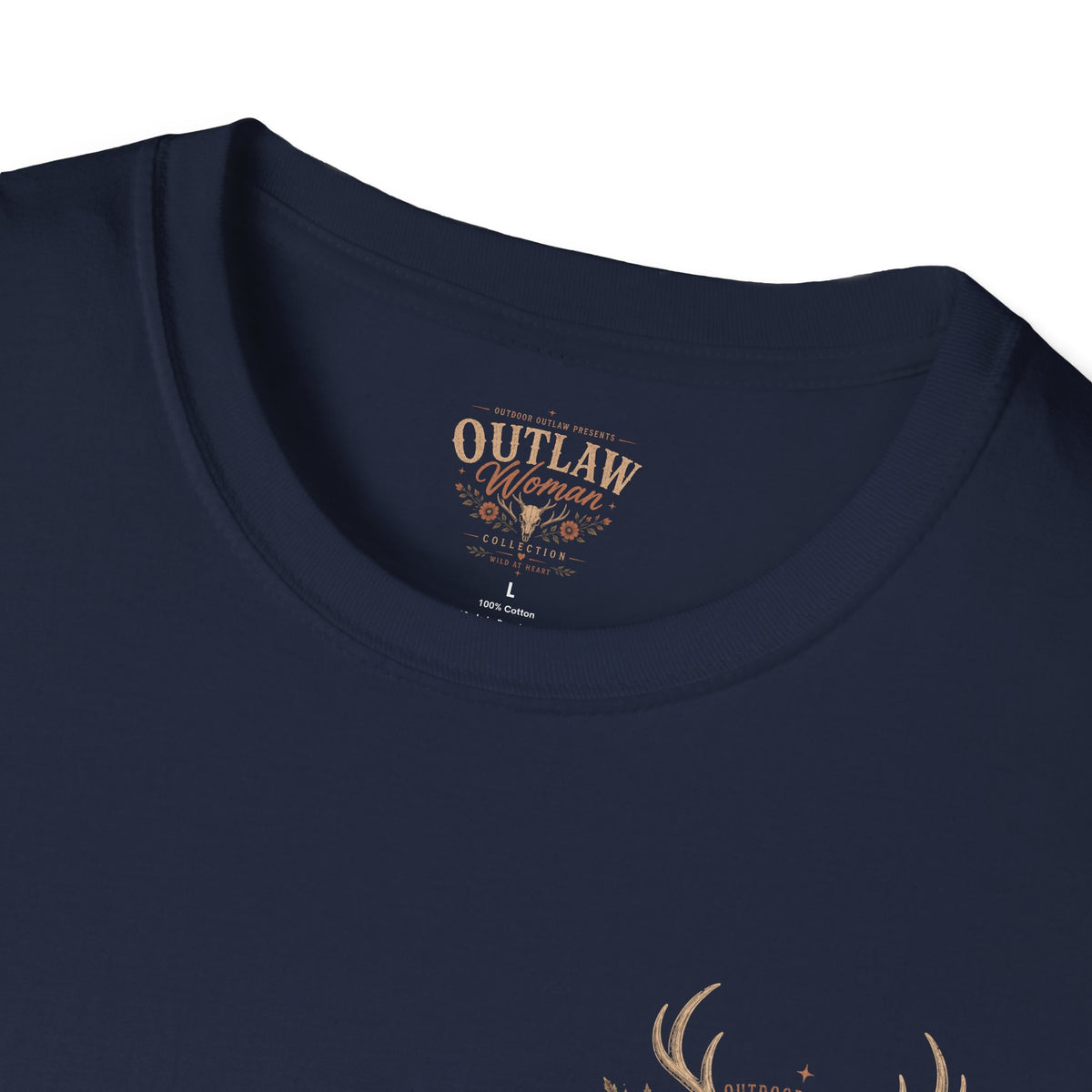 Outlaw Woman T-Shirt — Western Skull & Antlers Graphic Tee