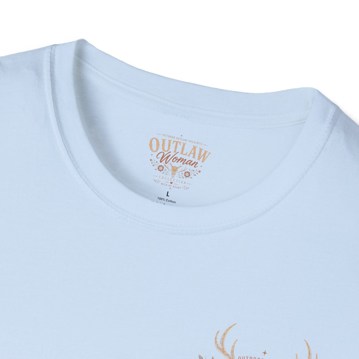 Outlaw Woman T-Shirt — Western Skull & Antlers Graphic Tee